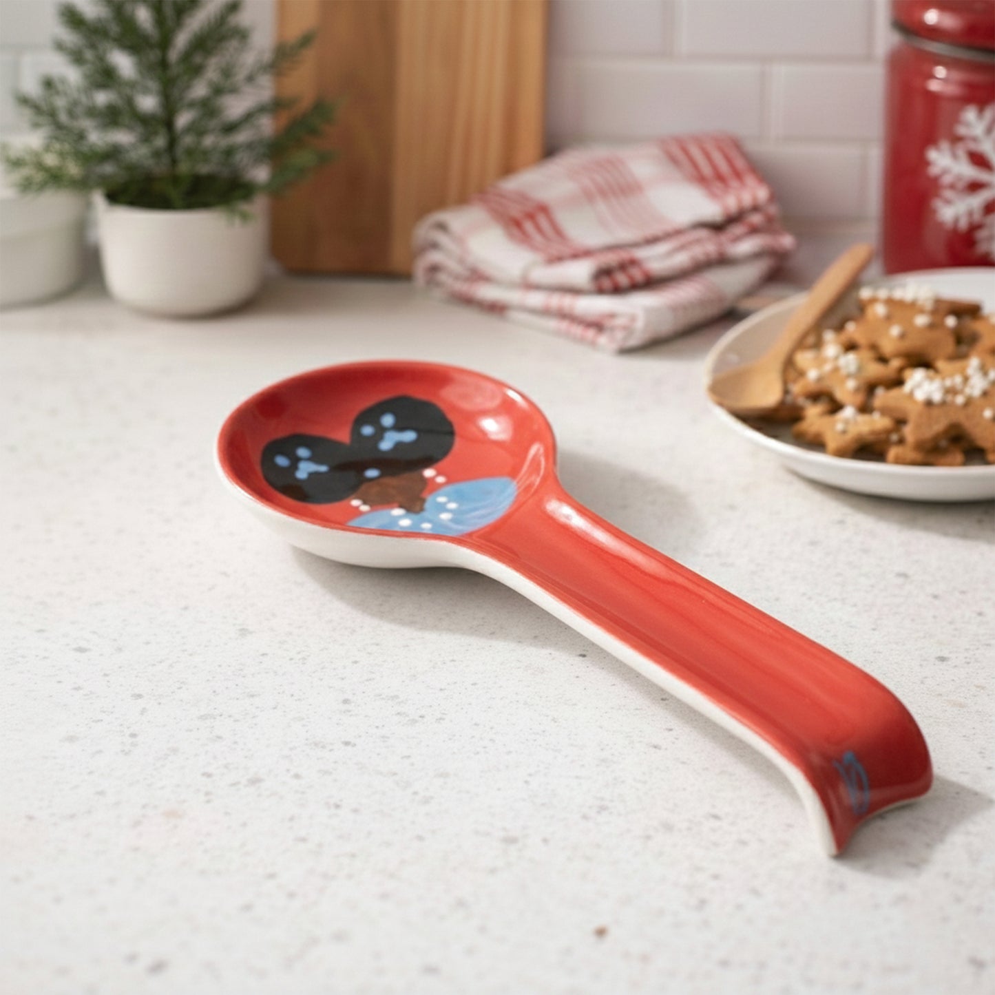 Ella Spoon Holder — Hand-Glazed & Signed