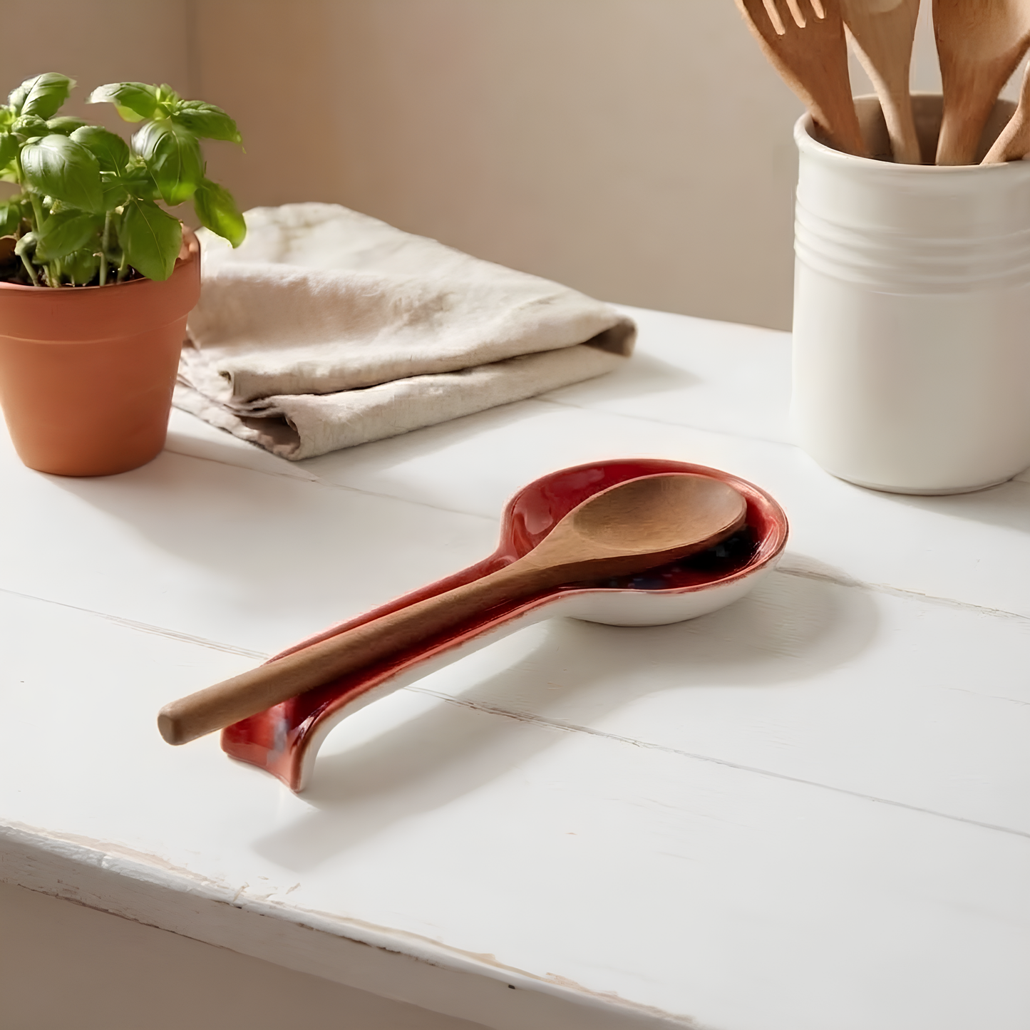 Ella Spoon Holder — Hand-Glazed & Signed